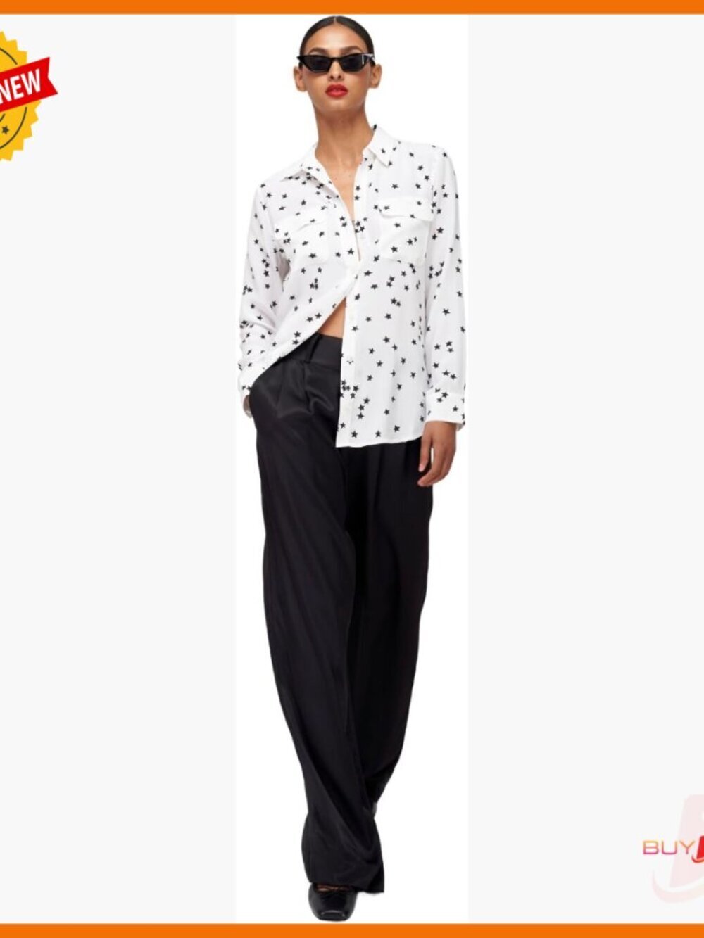 Slim Fit Silk Button Down Blouse Long Sleeve Classic Collar